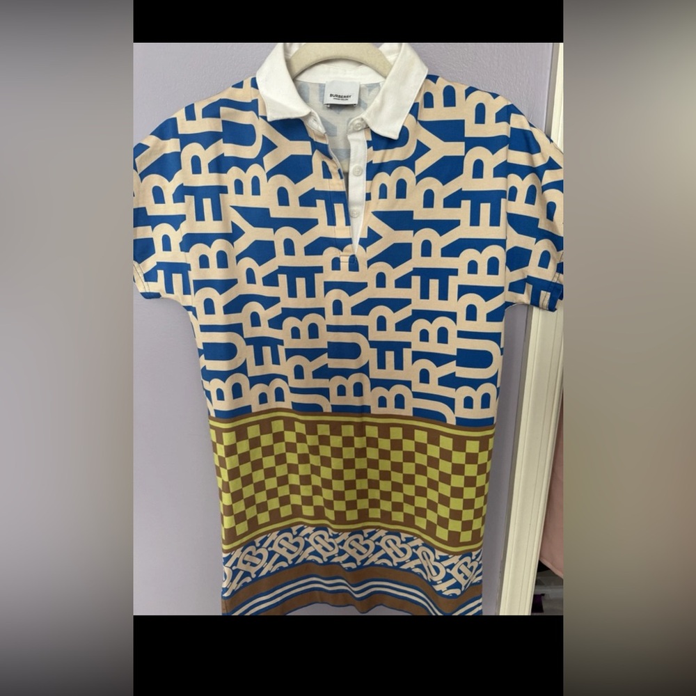 Burberry Blue and Yellow Polo Dress Casual Short Sleeve